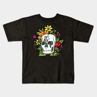 Skull with flower Kids T-Shirt